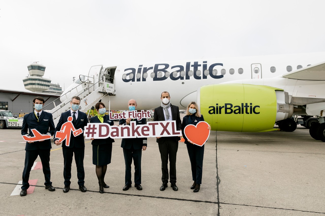 Air Baltic sagt mit dem Flug BT202 nach Tallinn #DankeTXL. (Bildquelle: BER / Thomas Kierok)